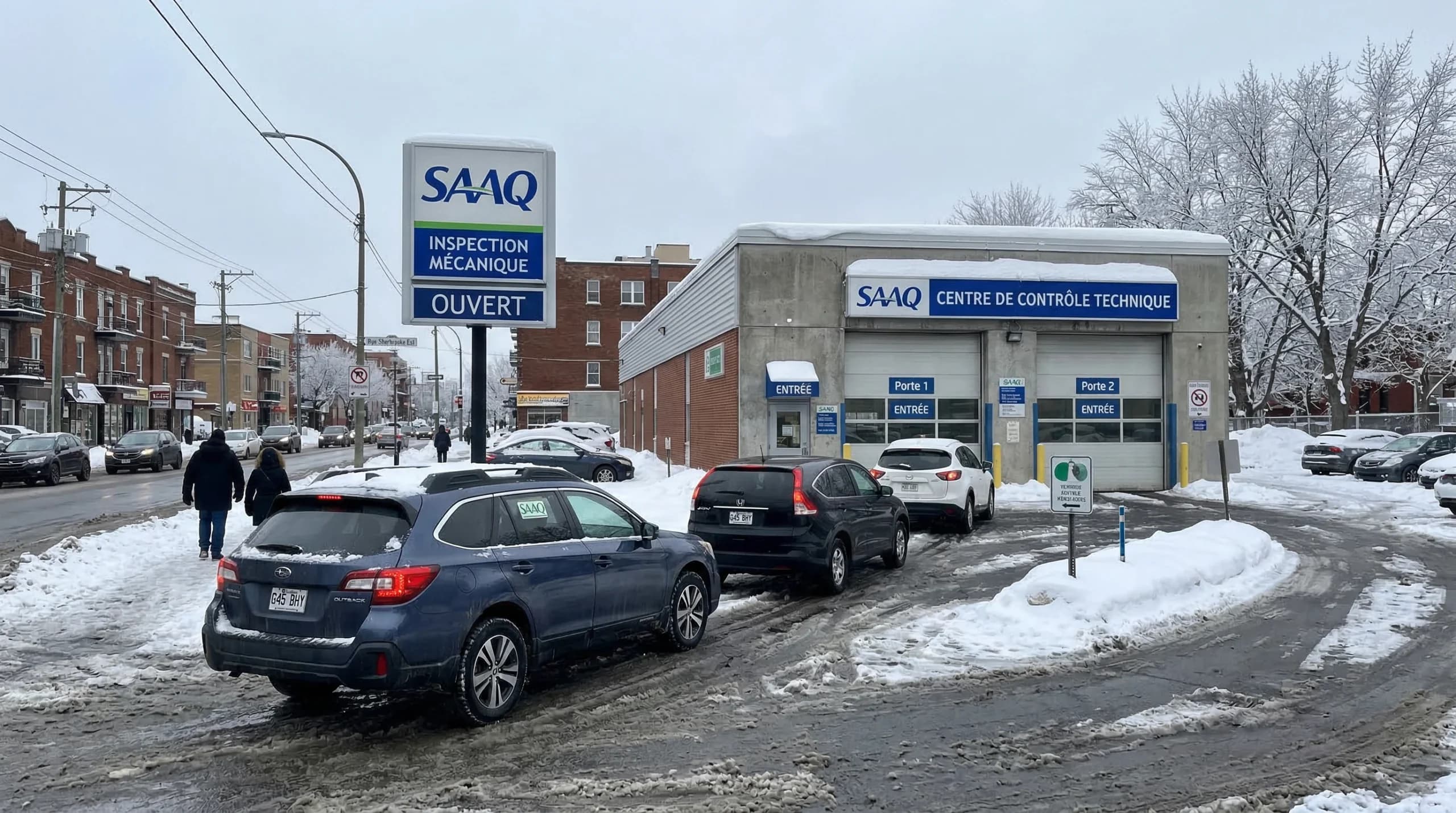 Cars in front of a vehicle inspection center