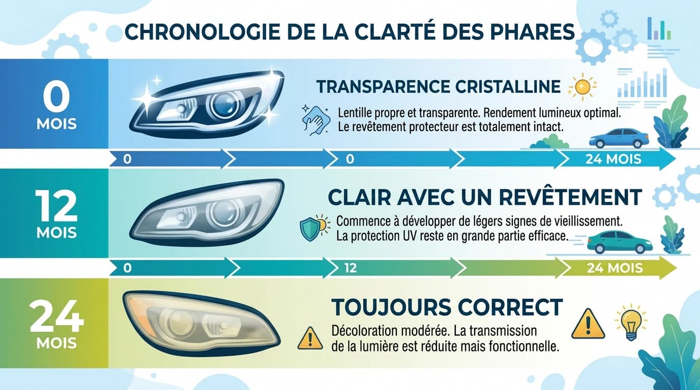 Timeline of headlight clarity
